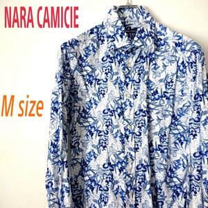 NARA CAMICIE ナラカミーチェ 長袖 花柄シャツ コットンシャツ ハイビスカス柄