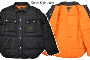 A-4599★美品★CK Calvin Klein Jeans KHAKIS カルバンクライン ジーンズ★ボリューム感ある 黒 ダウン ジャケット ジャンパー ブルゾン Ｍ