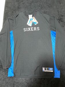 即決 ゆうパック匿名送料無料 新品同様タグ付き NBA フィラデルフィア76ers SIXERS シクサーズ ウォームアップロングシャツ リーボック製 L