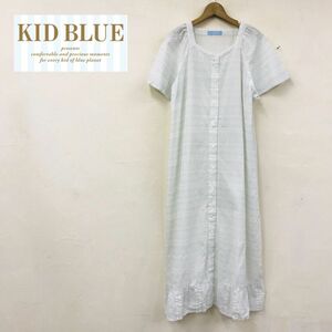 G1391-R◆KID BLUE キッドブルー 半袖シャツワンピース◆サイズ155〜165 レディース ティーン ロング丈 透け感 シアー素材 綿100% ブルー