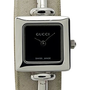 ☆☆ GUCCI グッチ クォーツ 1900L ブラック レディース ステンレススチール 腕時計 ケース・取説有 やや傷や汚れあり