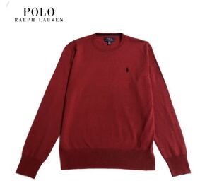 美品　RALPH LAUREN ラルフローレン　ウール　クルーネック　ニット　セーター　レッド