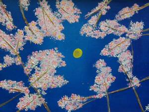 ≪国美協≫TOMOYUKI・友之、『月と桜』、油彩画、F4号：33,4cm×24,3cm、油絵一点物、新品高級油彩額付、直筆サイン・真作保証付