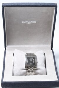 ★LONGINES ロンジン ドルチェヴィータ L5.666.4 スクエア 黒文字盤 クオーツ デイト メンズ 腕時計 箱ケース付き 5056-TE