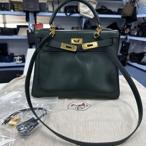 Hermes kelly 28 エルメス ハンドバッグ ケリー ゴールド金具 ○X刻印【中古】レディース