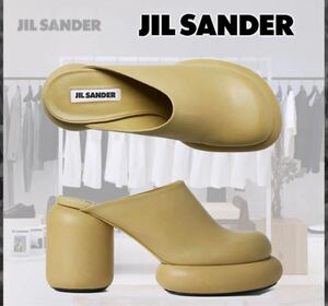 ジルサンダー jil sander ブロックヒールミュール　サンダル　37.5 イエロー