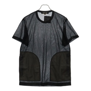 COMME des GARCONS HOMME DEUX コムデギャルソン オムドゥ 24SS メッシュ クルーネック 半袖カットソー Tシャツ ブラック DM-T005