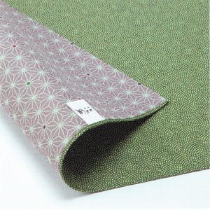 さざら織両面ふろしき　鮫小紋×麻葉「緑×紫」二巾（菓子折、ワイン包みに）y028-030011