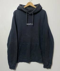 RVCA スウェット プルオーバー パーカー 黒 ブラック ロゴ刺繍 裏起毛 フーディー シンプル ビッグシルエット オーバーサイズ