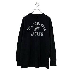 Majestic 長袖 ロング プリント Tシャツ M ブラック ホワイト マジェスティック EAGLES カジュアル 古着卸 アメリカ仕入 a508-6021