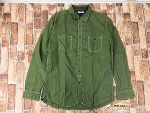 a.v.v HOMME アーベーベー メンズ ダブルポケット カラー長袖シャツ 大きいサイズ XL カーキ 綿