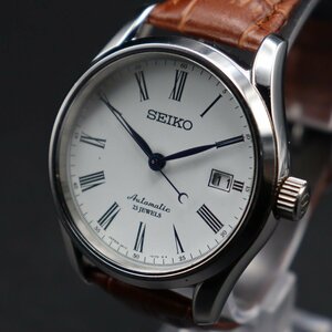 SEIKO セイコー プレサージュ メカニカル 6R15-02P0 Cal.6R15C 自動巻 23石 裏スケ 琺瑯 白文字盤 ローマン デイト 純正バックル メンズ