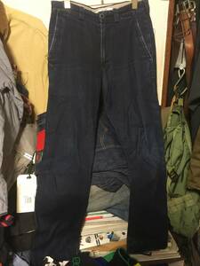 2110ドゥニームDENIME藍インディゴDENIMデニム スラックス濃紺パンツSジーンズ