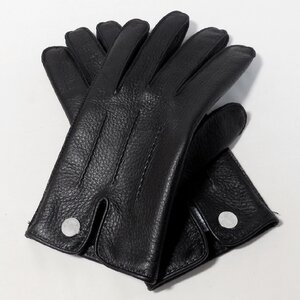 エルメス メンズ手袋 クルー・ド・セル II ブラック ディアスキン グローブ HERMES GANTS HOMME CLOU DE SELLE II CERF NOIR