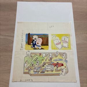 藤子不二雄A！大型肉筆原画！-「オバＱ音頭」-1966年6月20日発行　19.3×19.5cm