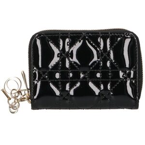 クリスチャンディオール 財布 lady Dior Voyageu カナージュパテントレザー財布 中古 HJ12