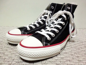 ♪着用少 日本製 Made in Japan Coverse Canvas ALL STAR J HI BLACK コンバース キャンバス オールスター J ハイ 黒 US9.5 中古美品♪