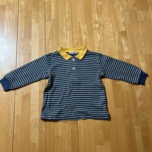 Little Erica シャツ ボーダー柄 青X黄X白 サイズ95 体重14kg 綿100% 子供服 中古品 美品 送料無料