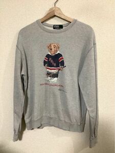 POLO RALPHLAUREN ラルフローレン　ポロベアー　プリントスウェット　トレーナー　グレー　セレクト　メンズ　古着　L