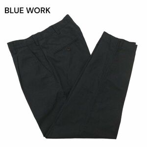 BLUE WORK ブルーワーク トゥモローランド 春夏 麻 リネン シルク混★ ストライプ スラックス パンツ Sz.M位　メンズ 紺　C4B02048_5#P