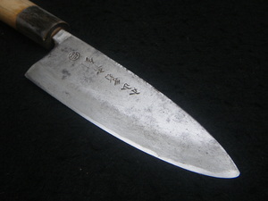 133㎜　でば　青鋼　出刃包丁　水牛　日本製　Japanese　bluesteel　kitchen　knife　小山　手打　熊本県伝統工芸品　(伝)