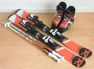 ■■送料無料■即決■ROSSIGNOL＋NORDICA■子供用カービングスキー4点セット■板92/靴19.5■GRIP WALK■WAX済■■