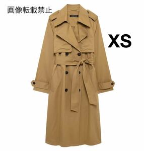 vintage ヴィンテージ レトロ ロング トレンチコート アウター XSサイズ レディース★ZARA 好きな方に★2024 A/W 秋新作 新品未使用★