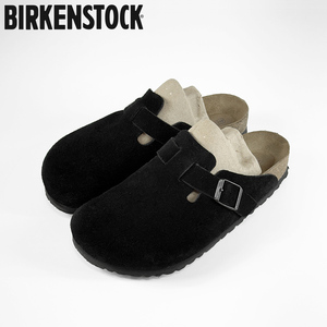 美品◎BIRKENSTOCK BOSTON ビルケンシュトック ボストン 26cm 40 本革 スエード レザー 黒 ブラック ソフトフットベッド 普通幅 正規品