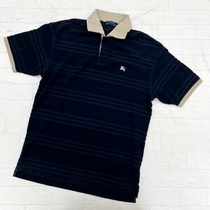 1449◎ 三陽商会 BURBERRY BLUE LABEL バーバリー ブルーレーベル トップス ポロ シャツ ハーフボタン ネイビー メンズS