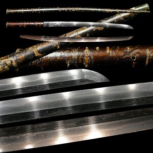 【昊】珍品 仕込み杖 湾れ刃紋 板目肌 刃渡り50.2cm 仕込み刀 全長98.8cm 刀剣武具[KJ56Ii]