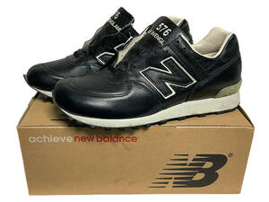 未使用品 US8.5(26.5cm) NEW BALANCE ニューバランス LM576BKU BLACK/TAN オールレザー シューズ UK イングランド製