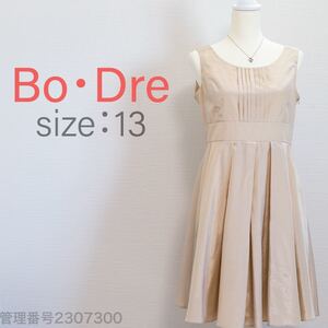 【最終値下げ☆美品☆】Bo・Dre(ボ・ドレ)ノースリーブ　ひざ丈ワンピース　パーティドレス　ベージュ　光沢感