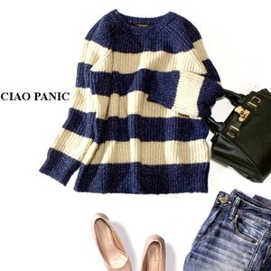 美品 CIAO PANIC チャオパニック ゆったり可愛い ウールミックス 厚手ニット セーター M 秋 冬 24A01