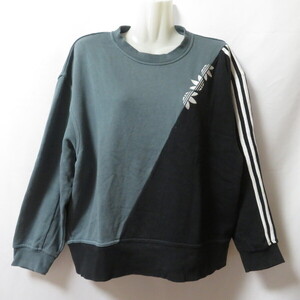 古着 レディースXS adidas originals/アディダス オリジナルス スウェット プルオーバー トレーナー グレー/ブラック/ホワイト GN2833