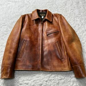 【激渋!!】Prastical Leather プラスティカルレザー ライダースジャケット レザー 本革 ビンテージ品 VINTAGE バイカー ヘリンボーン柄 M~L