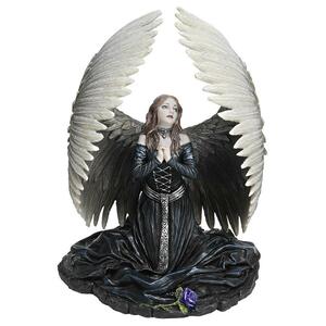 堕天使の祈り 黒い天使 像 ダークエンジェルインテリア西洋彫刻洋風雑貨飾りゴシックファンタジー装飾品置物デザイン小物フィギュア