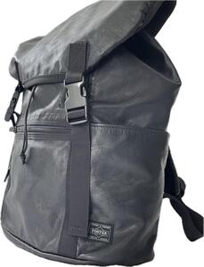 PORTER ALOOF DAYPACK ポーター アルーフ デイパック リュック レザー 本革 ロゴ 大容量 黒 メンズ 通勤通学 ビジネス 出張 A4〇 PC〇 