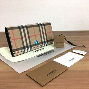 ☆送料無料☆ 未使用品 BURBERRY 長財布 バーバリーチェック ベージュ ウォレット レザー バーバリー ロンドン 472