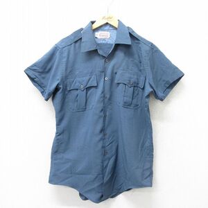 XL/古着 半袖 ワーク シャツ メンズ 90s ロング丈 開襟 オープンカラー 紺 ネイビー 24mar08 中古 トップス