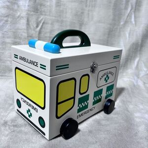 C1777 メディカルボックス 薬箱 救急箱 木製 バス型 EMERGENCY AMBULANCE インテリア ユーズド