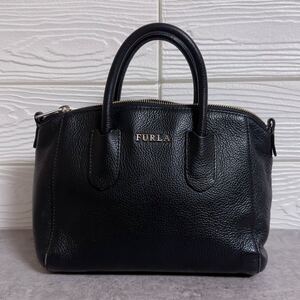 No.666 FURLA フルラ レザー ハンド トート バッグ 黒 ブラック