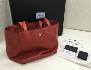 PRADA プラダ レザートートバッグ VIT.DAINO レッド BR5090 箱、ギャラ、保存袋付き 北海道 札幌