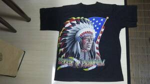 インディアン Tシャツ ブラック vintage ユーロビンテージ ネイティブ M old 黒 原住民 indian 酋長 ナバホ ホピ native usa アメリカ