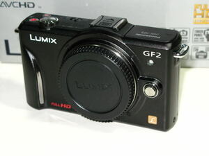 パナソニック　LUMIX 　DMC-GF2　ブラックボディ ( 過去にパナソニックテクニカルサービスでメンテナンス実施あり )　元箱 他付属　 　中古