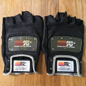 K&N Gloves used オープンフィンガー ドライビング レザーグローブ 革手袋 フリーサイズ バイク ツーリング 訳あり ④
