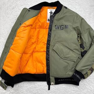 【タグ付新品未使用XLサイズ】A BATHING APE アベイシングエイプ SHARK BOMBER JACKET シャーク ボンバージャケット MA-1型 カーキ