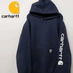 カーハート スウェット ビッグロゴ パーカー 2XL ネイビー 90s 古着