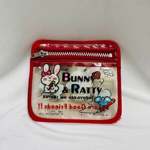 SANRIO サンリオ BUNNY&RATTY 小銭入れ 小物入れ　クリアポーチ ビニール　レトロ