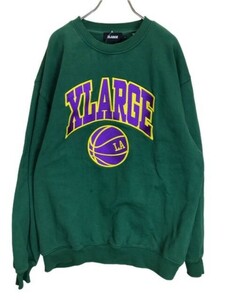 X-LARGE エクストララージ COLLEGE LOGO CREWNECK SWEAT　トレーナー　スウェット　101233012032 グリーン L 44803222＃2