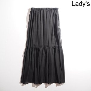 M2802P ▼EVERYDAY I LIKE. ドゥーズィエムクラス▼ 23SS Sheer Maxi シアー シルク マキシスカート ブラック 黒 フリー 春夏 rb mks